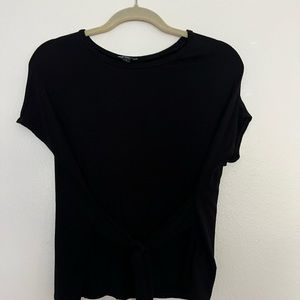 Express black front tie blouse
